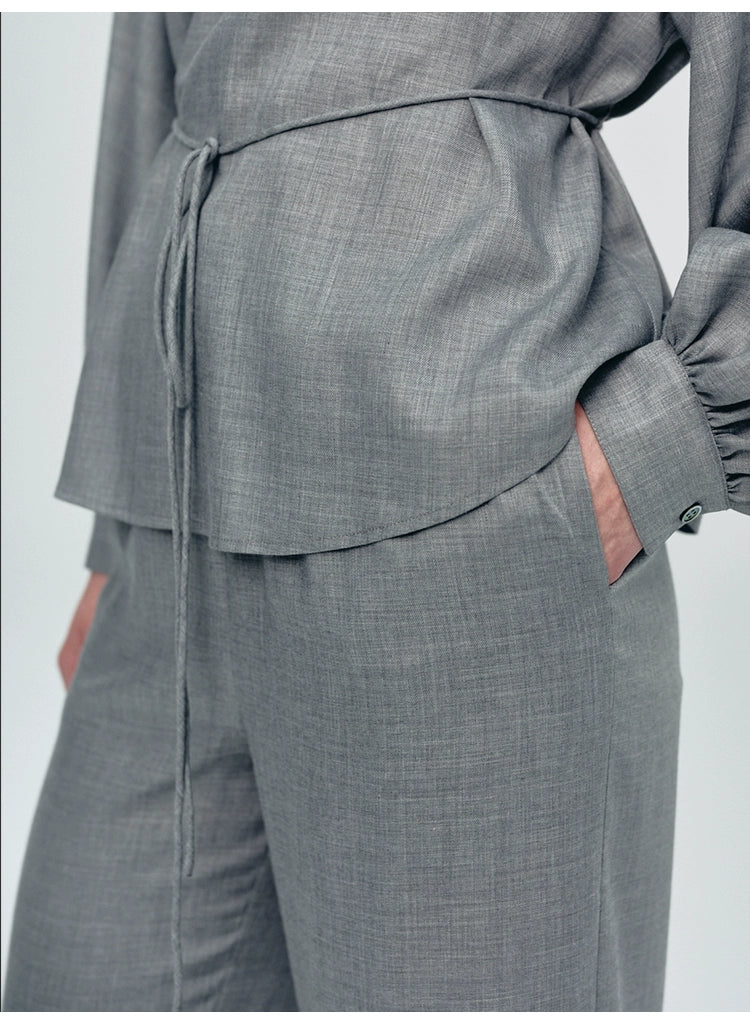 Gray Elastic Loose Trousers