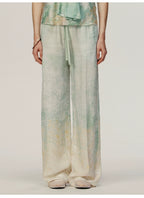 Mint green Printing Loose Trousers