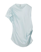 Pleated Asymmetrical Sleeveless Top