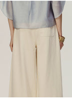 White High-waisted Straight-leg Denim Trousers