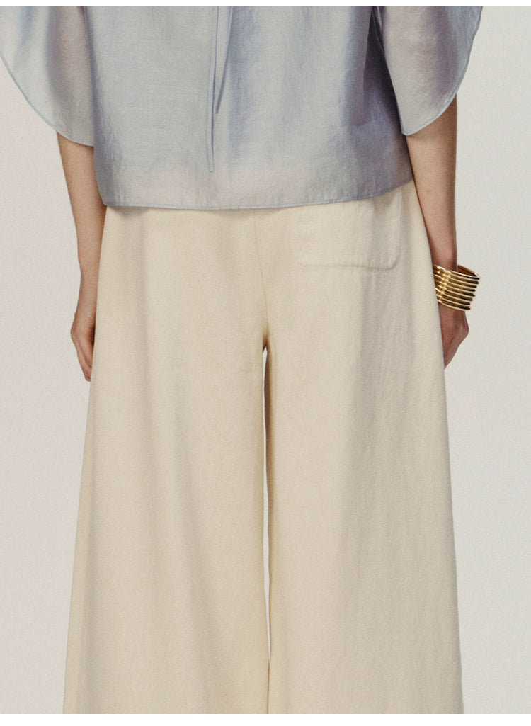White High-waisted Straight-leg Denim Trousers