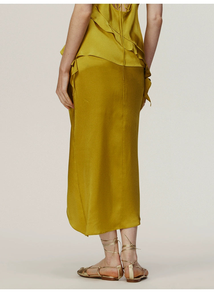 Yellow Knot Long Skirt