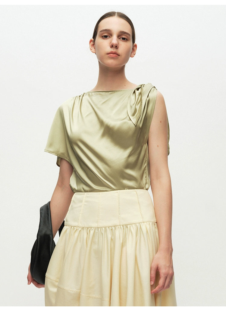 Green Tie-knot Asymmetrical Top