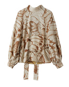 Turtleneck Butterfly Print Loose Top