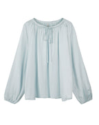 Sky Blue A-shaped Long-sleeved Blouse