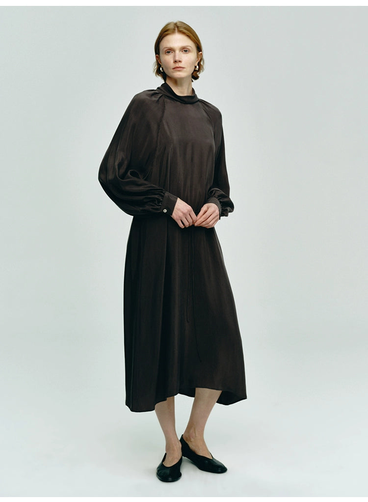 Dark Brown Turtleneck Loose Dress