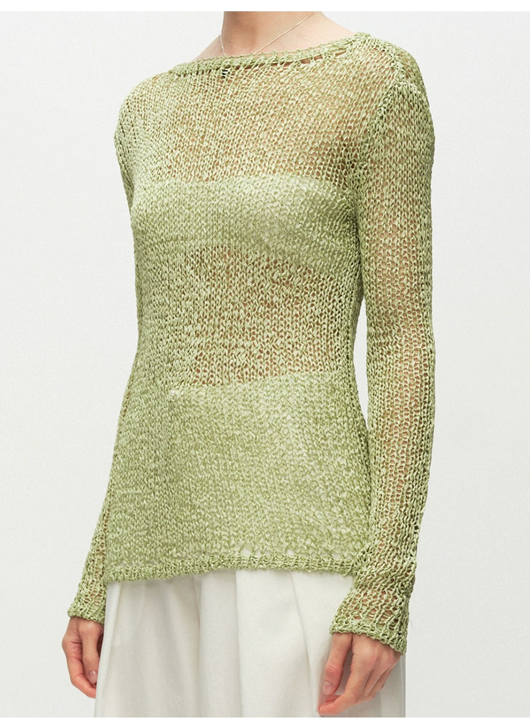 Solid Knitted Pullover Sweater