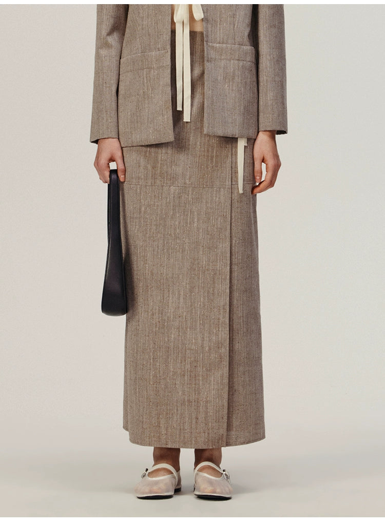 Linen Solid Wrap Skirt