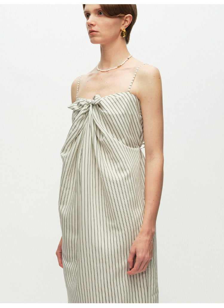 Striped Tie Knot Suspender Dress