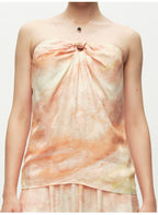 Print Knot Hollow Out Top