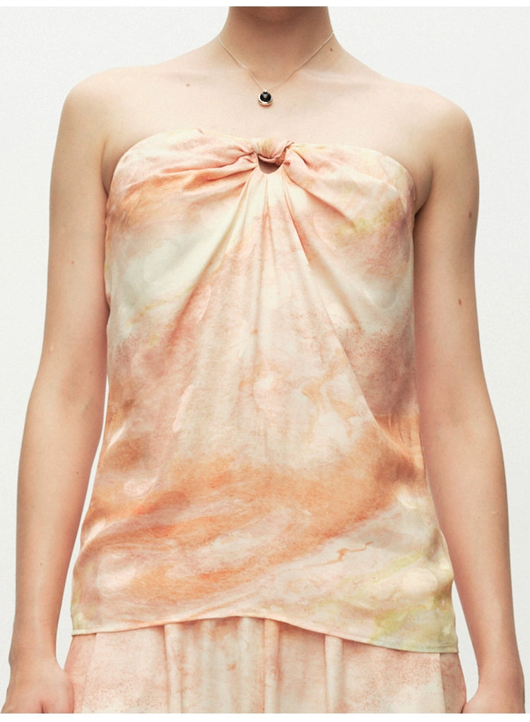 Print Knot Hollow Out Top