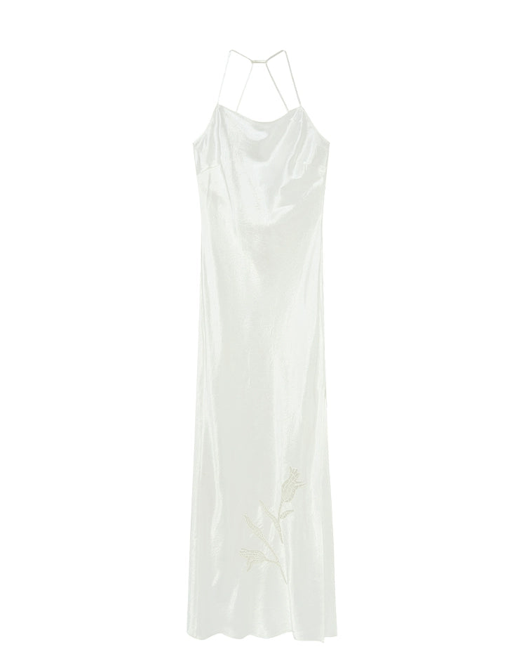 Rose Hollow Out Open Back Dress