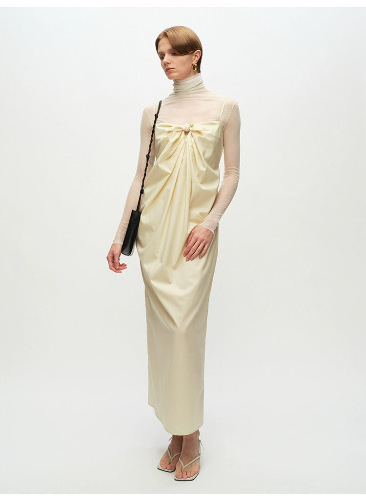 Yellow Tie Knot Suspender Dress