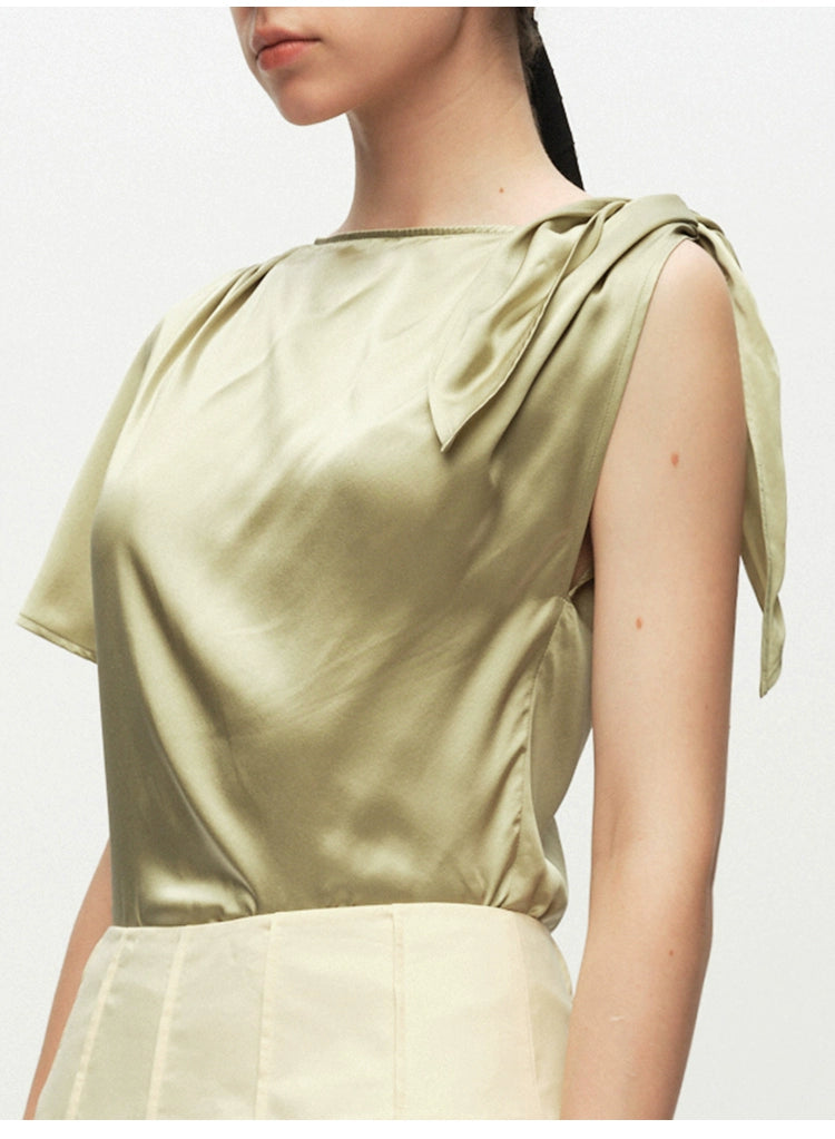 Green Tie-knot Asymmetrical Top