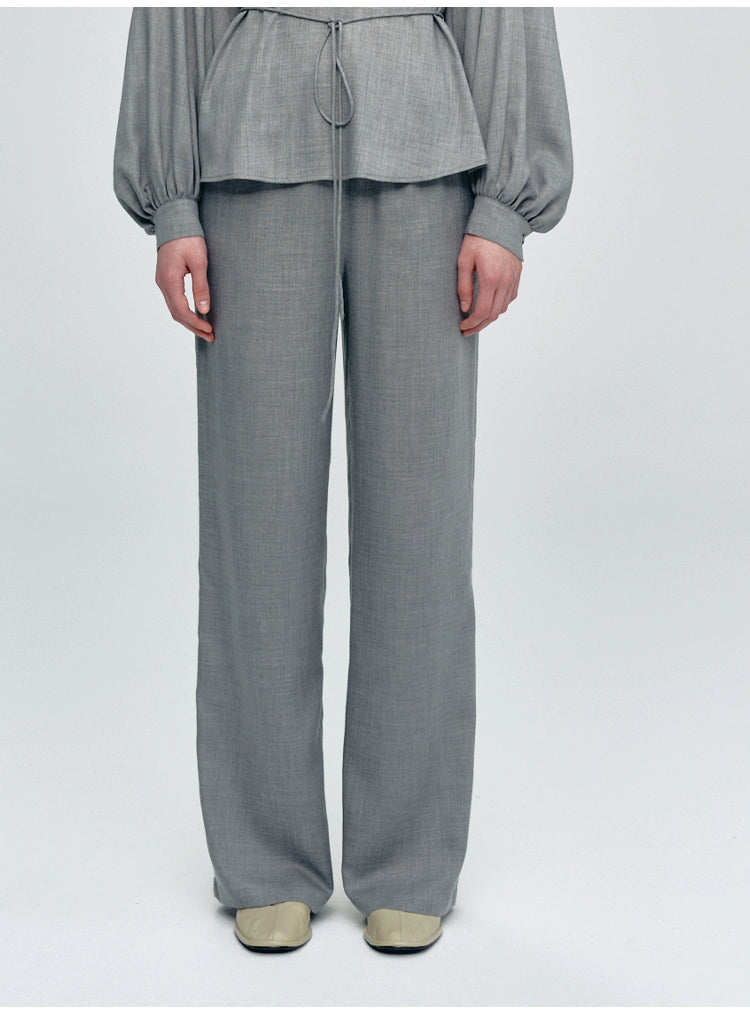 Gray Elastic Loose Trousers