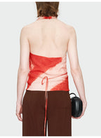 Red Print Halter Top