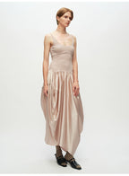 Ribbed Patchwork Silk Sleeveless Dress