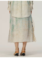 Mint Green Print Tied Skirt