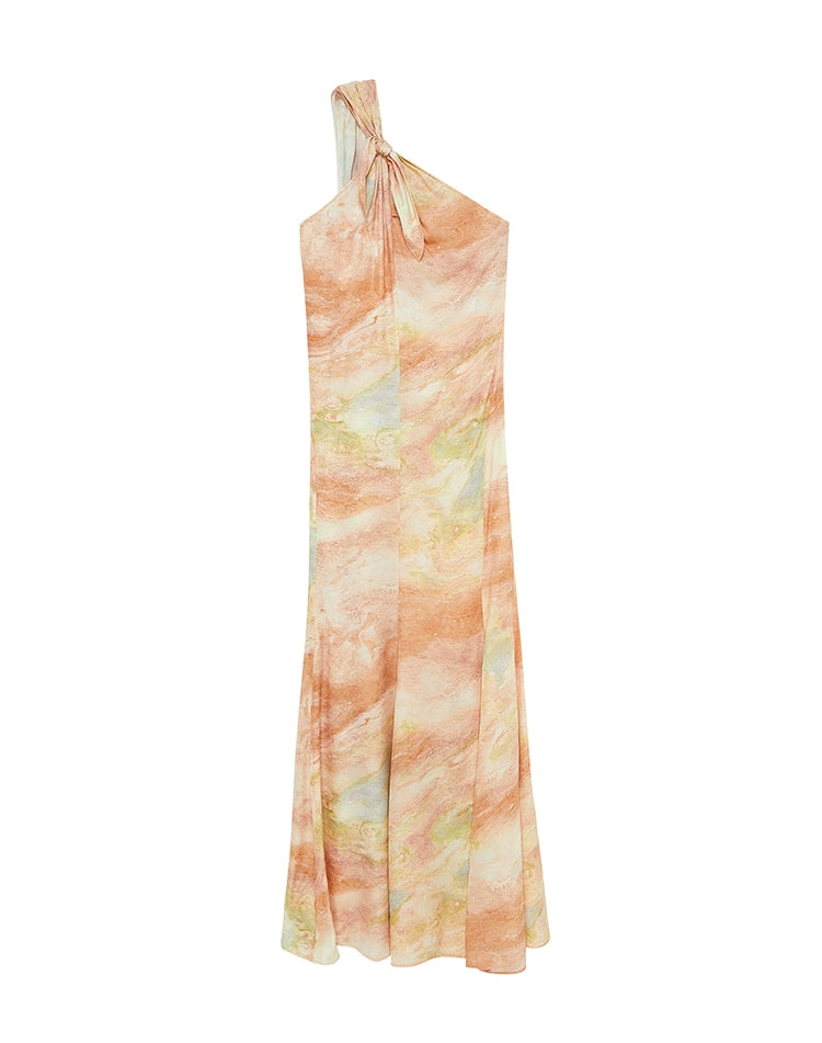 One Shoulder Print A Line Maxi Dress
