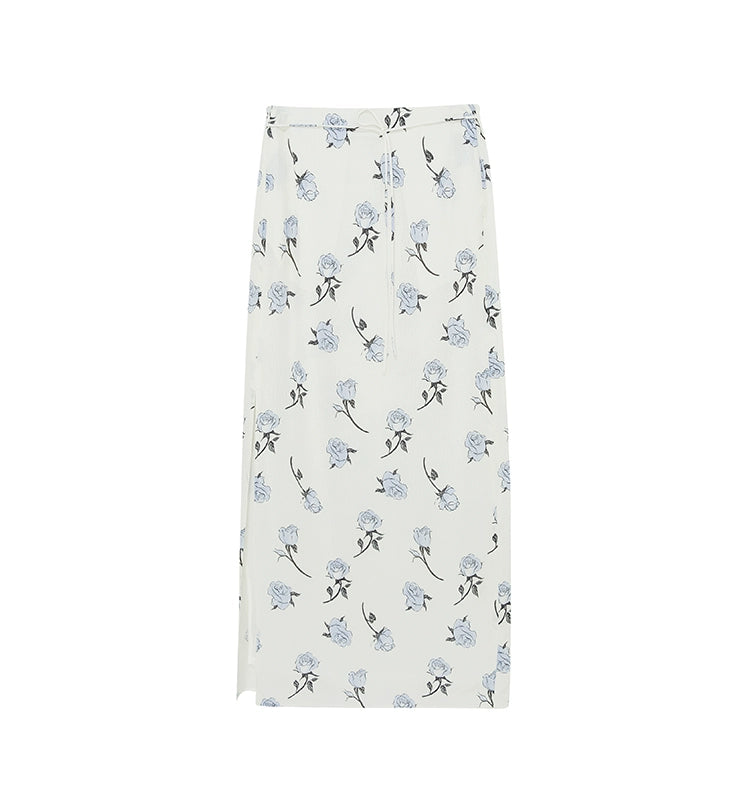 Rose printing Straight Skirt
