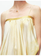 Yellow Printing Drape Suspender Dress