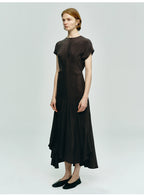 Dark Brown Short-sleeved Dress