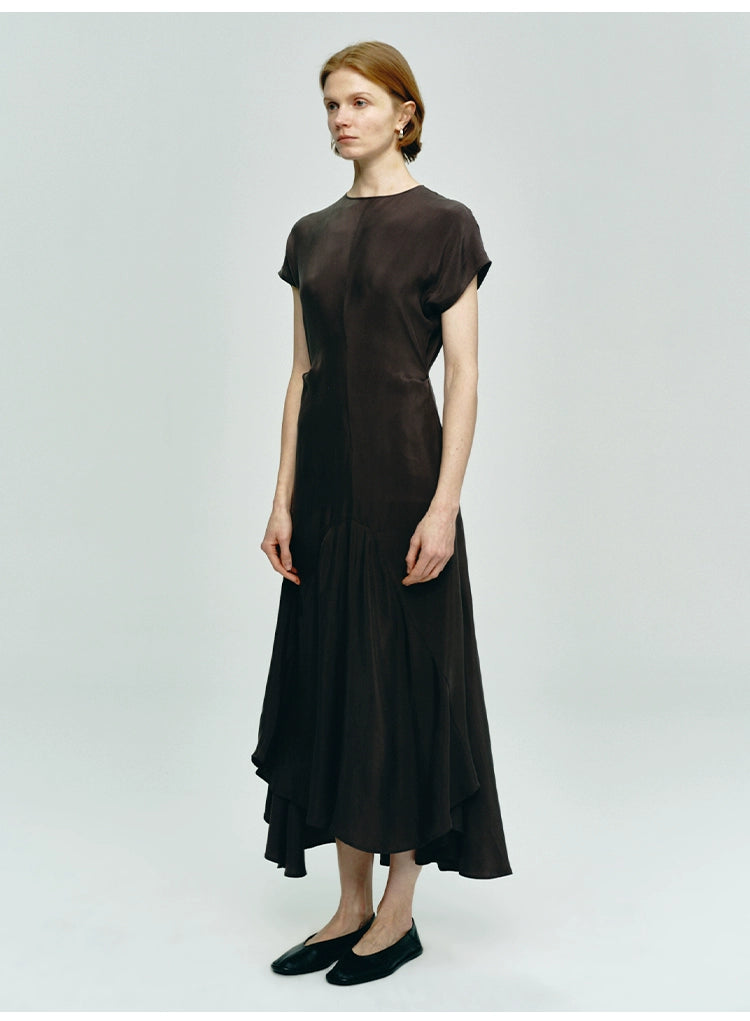 Dark Brown Short-sleeved Dress