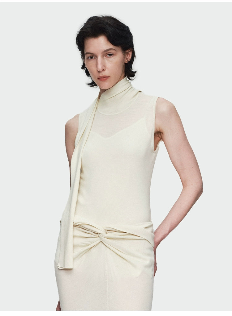 Streamer Collar Knitted Vest Top