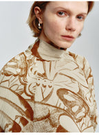 Turtleneck Butterfly Print Loose Top
