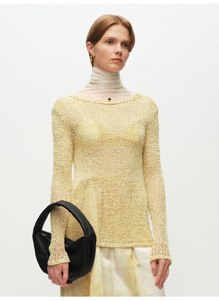 Solid Knitted Pullover Sweater