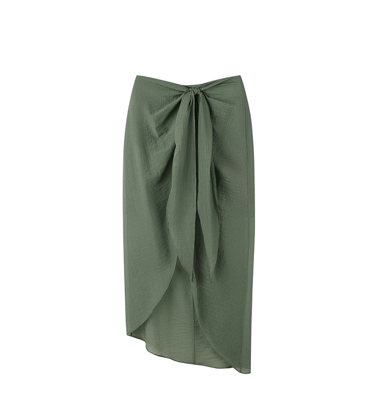 Dark Green Knot Long Skirt