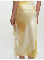 Yellow Knot Ruffled Midi Dress