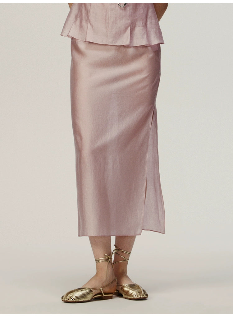 Pink Straight Long Skirt