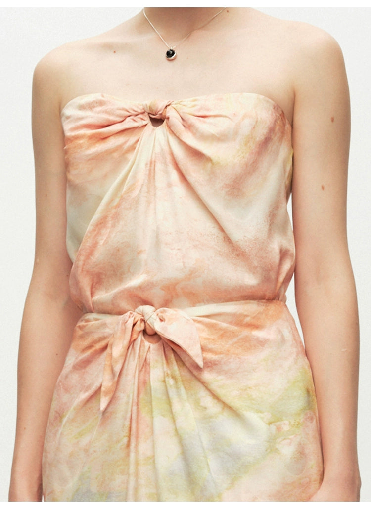Print Knot Hollow Out Top