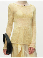 Solid Knitted Pullover Sweater
