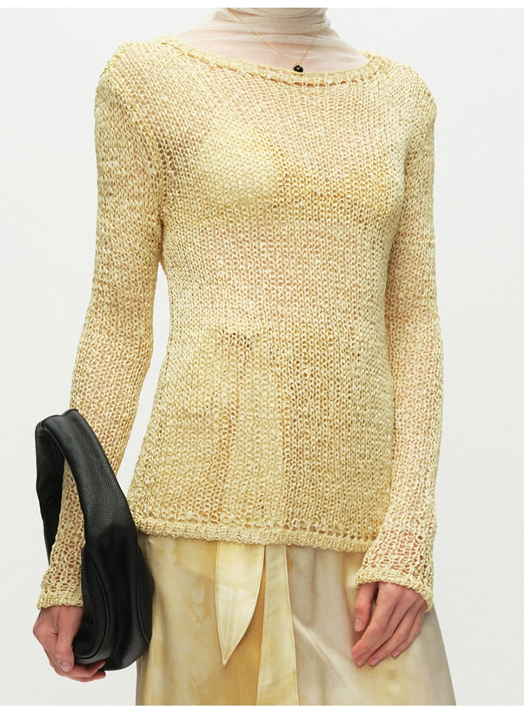 Solid Knitted Pullover Sweater