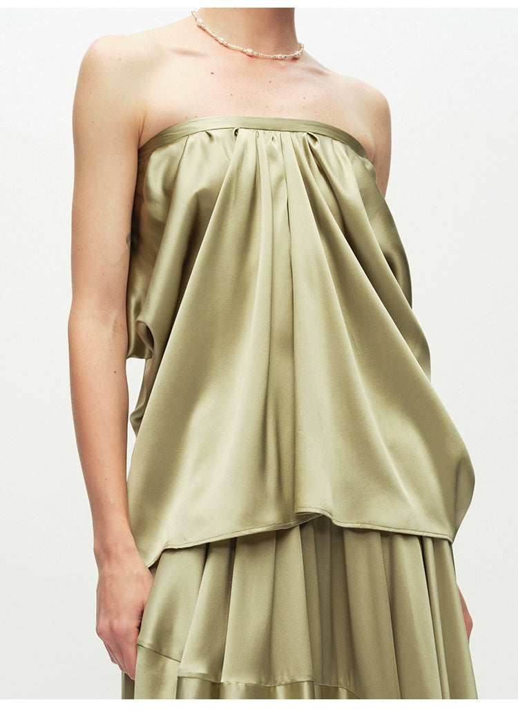 Green Drape Tube Top