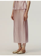 Pink Straight Long Skirt