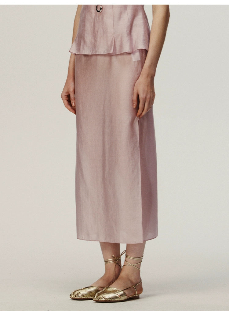 Pink Straight Long Skirt