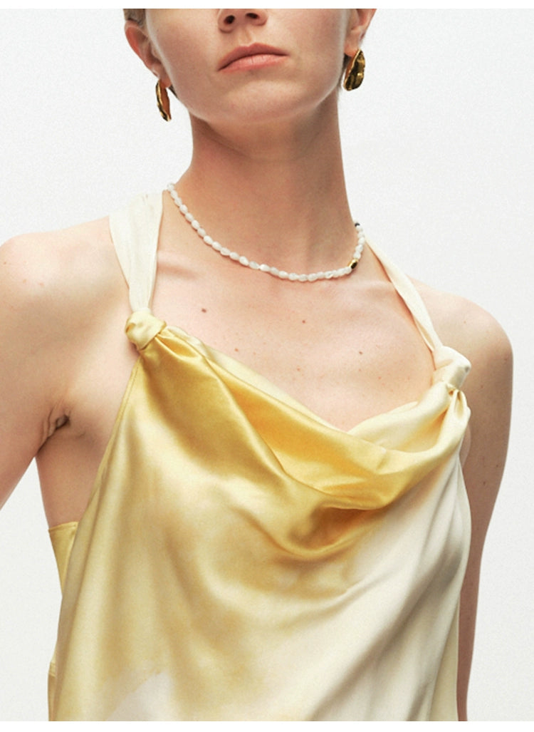 Yellow Printed Halter Top