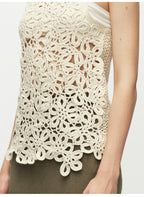 Beige Crochet Hollow Out Vest