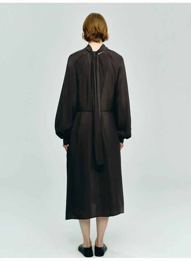 Dark Brown Turtleneck Loose Dress