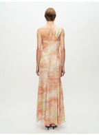One Shoulder Print A Line Maxi Dress