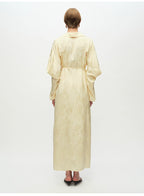 Yellow V Neck Long sleeve Wrap Dress