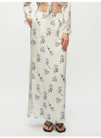 Rose printing Straight Skirt