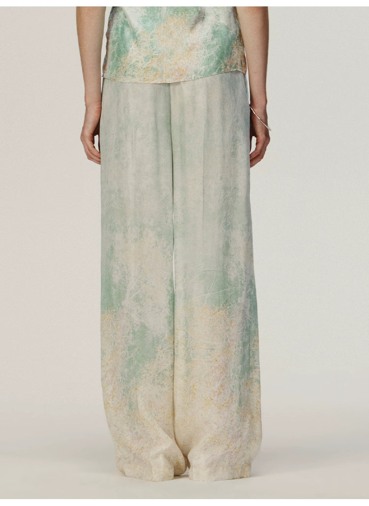 Mint green Printing Loose Trousers