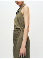 Army green Backless Sleeveless Dress