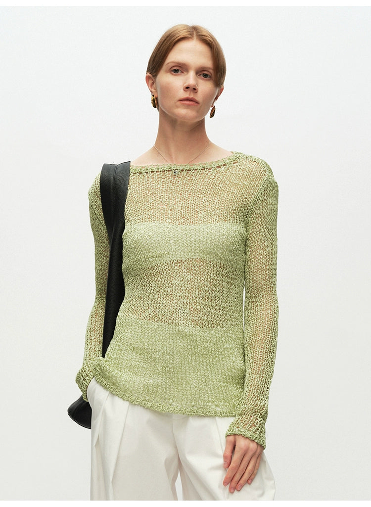 Solid Knitted Pullover Sweater