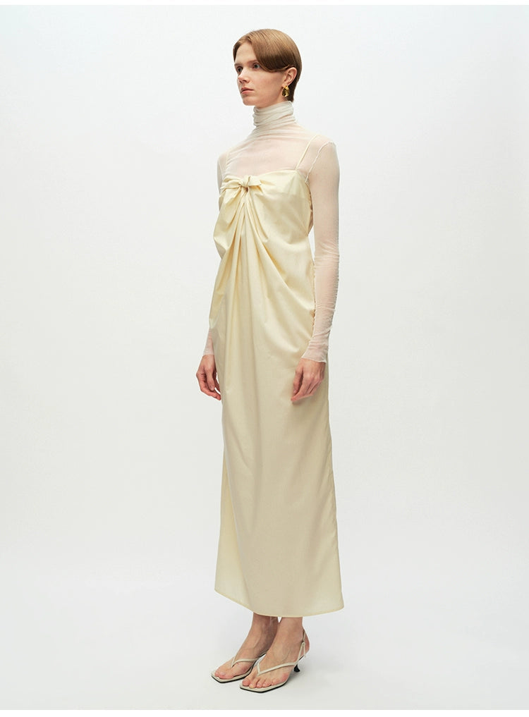 Yellow Tie Knot Suspender Dress