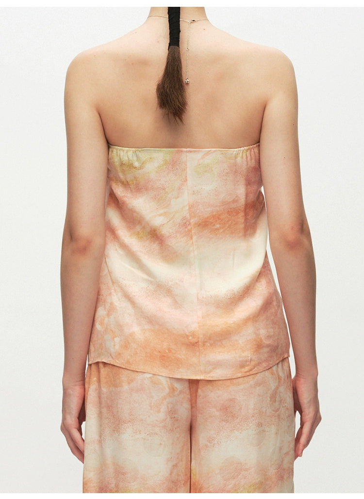Print Knot Hollow Out Top
